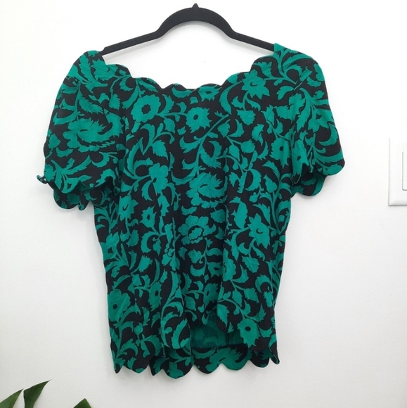 Anthro Maeve Shana Floral Scalloped Top - Picture 10 of 11